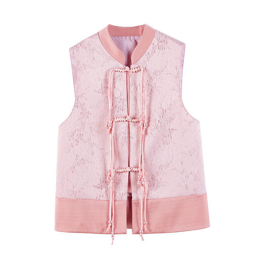 HRWH52109 2024年春季上新气质时尚立领新中式风修身显瘦提花马甲潮流百搭 商品图4