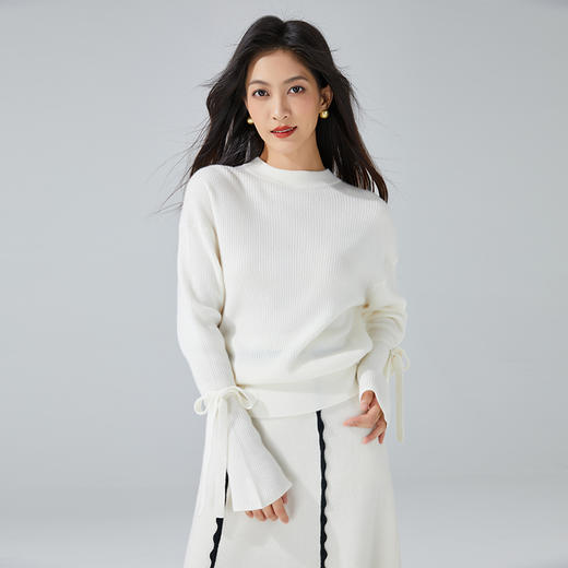东黎 • 小山羊绒女士秋冬荷叶袖半高领套衫 3406 商品图2