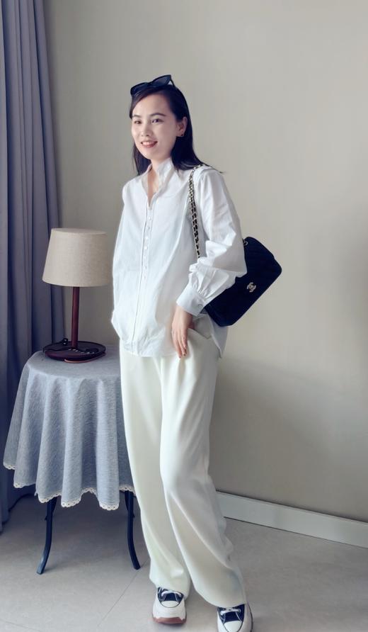 利落大方贝壳扣子小立领小中式白衬衫 商品图11