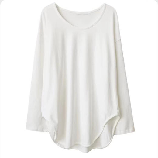 春夏【宽松大码长袖棉T恤】设计感弧形下摆 内搭上衣打底衫 商品图5