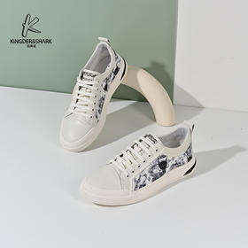 2024经典鲨春季新款印花牛皮革平底时尚休闲男士板鞋KG245-D14031