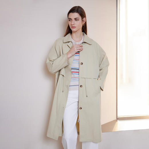 【中长款风衣外套】24年春夏女士新品垂感长袖过膝女外套 商品图1