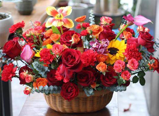 手提花篮--欢喜红色系送领导长辈生日 商品图1