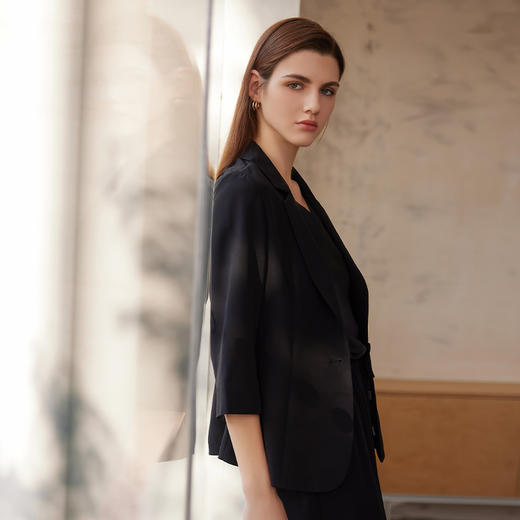 【桑蚕丝西装外套】24年春夏新品女士外套时尚通勤一粒扣小外套 商品图2