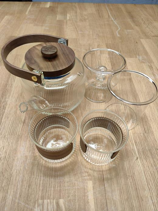 米马推荐 日式泡茶壶玻璃提梁壶蒸煮两用高硼硅玻璃壶5件套 商品图0