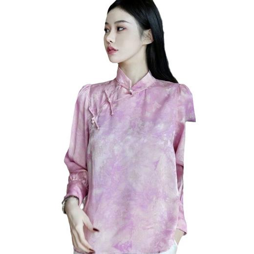 OG9730 早春新中式国风百搭日常休闲改良复古民族风衬衫小立领打底衫 商品图4