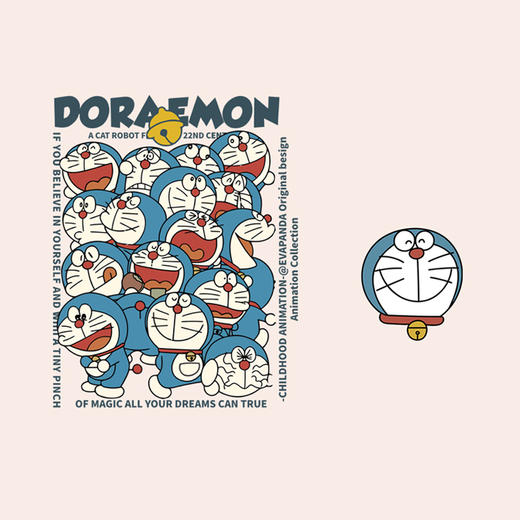 潮牌卡通哆啦A梦新款图案热转印A级过粉耐水洗胶印白墨烫画贴 商品图0