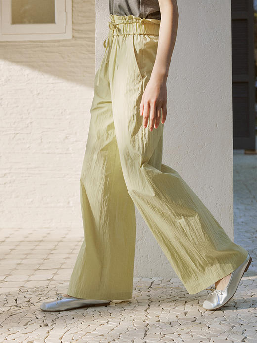 ForPoem 现货 24/SS原创设计工装褶皱花苞腰头阔腿长裤 商品图0