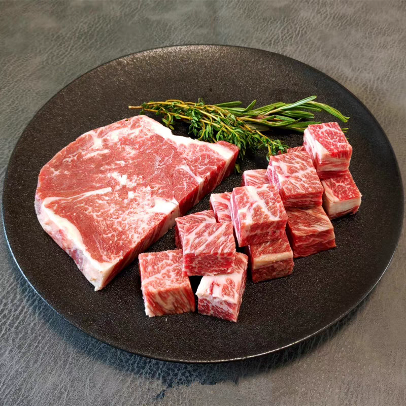 【1斤装】谷饲安格斯雪花牛小排粒500g 原肉原切 雪花漂亮 可煎可烤