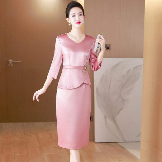 遮肚显瘦假两件婚宴装，高档洋气嫁女儿宴会晚礼服LC2425 商品图1