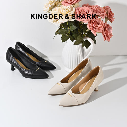 2024经典鲨春季女鞋新款6cm高跟交叉浅口女单鞋KW117-D17011 商品图0