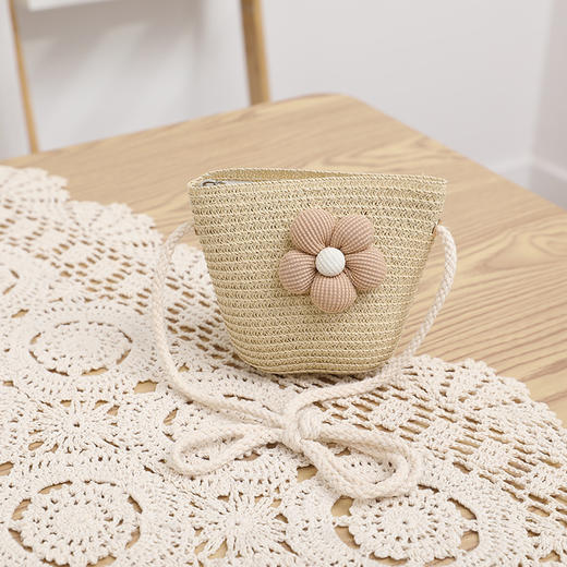 儿童帽子女夏季渔夫帽草帽包包两件套洋气可爱花朵防晒遮阳 太阳帽 商品图6