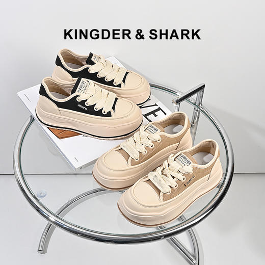 2024经典鲨春季女鞋新款时尚厚底大绑带休闲板鞋KW172-D17031 商品图0