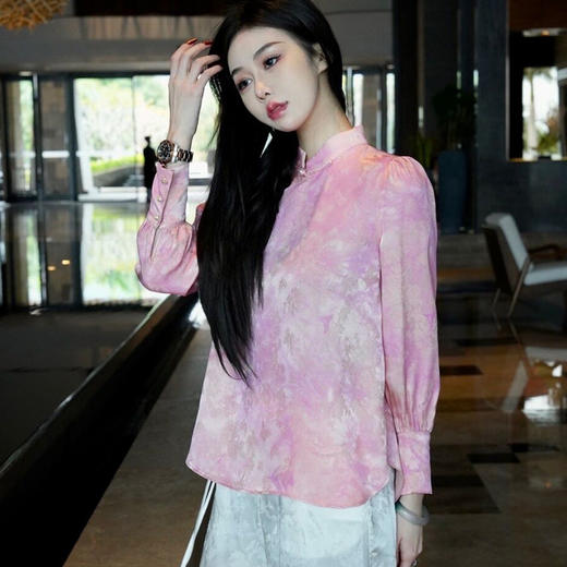 OG9730 早春新中式国风百搭日常休闲改良复古民族风衬衫小立领打底衫 商品图1