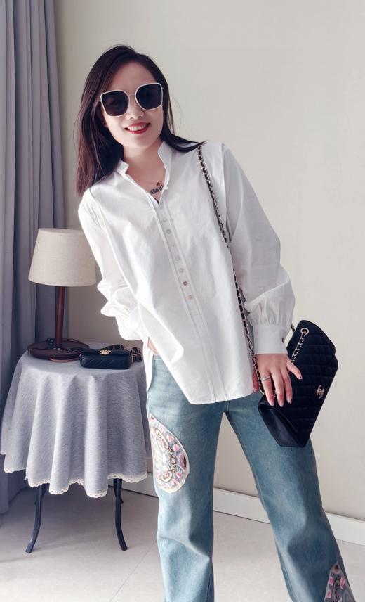 利落大方贝壳扣子小立领小中式白衬衫 商品图1