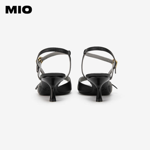 MIO米奥夏季方头高跟时装凉鞋简约质感牛皮革细跟凉鞋女鞋M243141503 商品图4