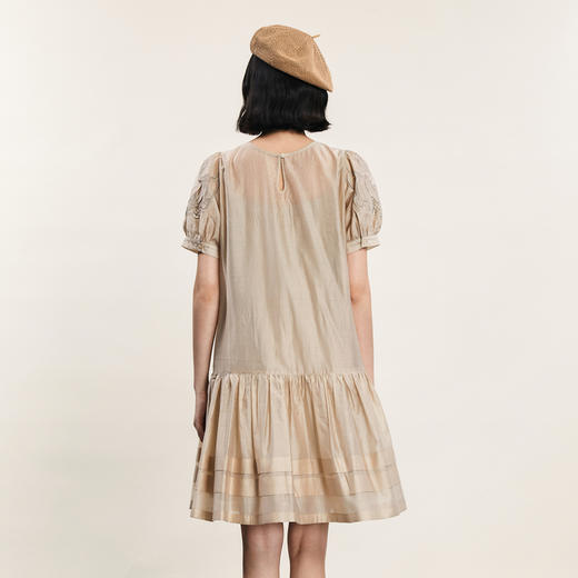 谜底两件套连衣裙短袖2024年夏季新品复古风圆领直筒裙242ML0541 商品图2