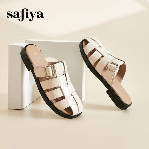 Safiya/索菲娅夏季一脚蹬镂空编织懒人外穿半拖凉鞋 SF42110113 商品图8