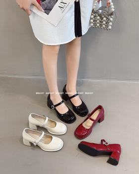 新品粗跟小清新淑女范大口小单鞋798B41511（W）