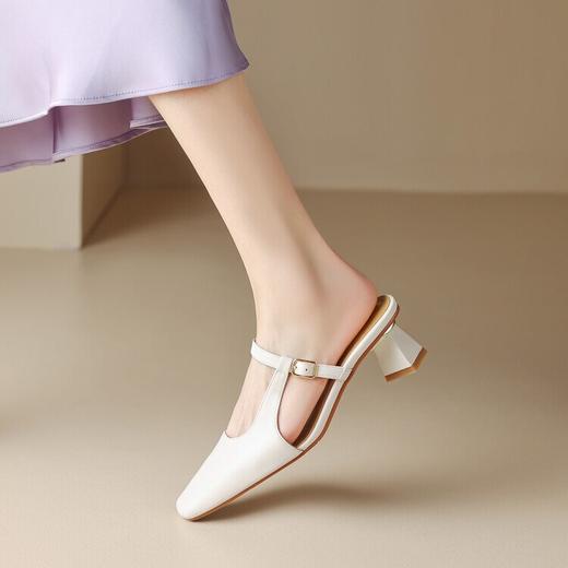 【预售5天】粗跟百搭拖鞋，小方头包头后空凉鞋NX&m1396 商品图4