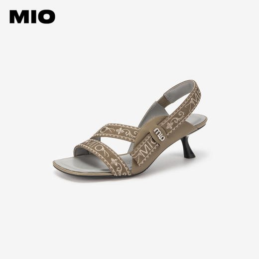 MIO米奥夏季方头高跟复古时装凉鞋异形细跟通勤高跟凉鞋女M243141507 商品图1