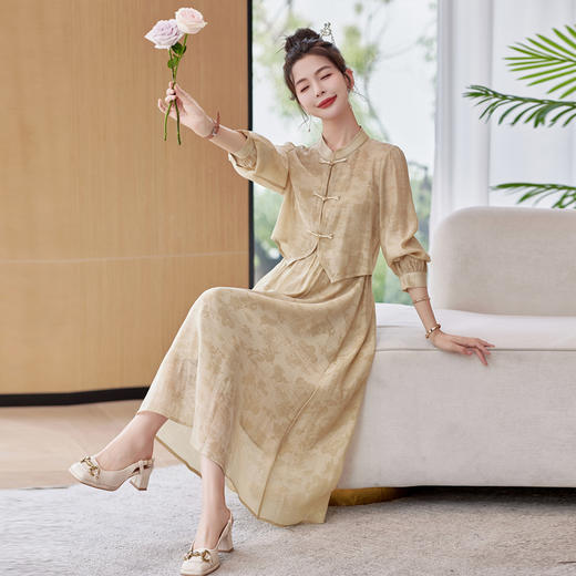 修身时尚复古，新中式连衣裙两件套HR-LYSL3325 商品图7
