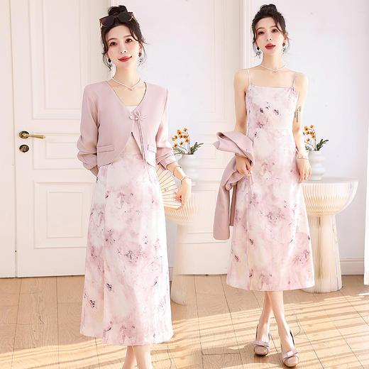 新中式盘扣小外套，吊带裙两件套HR-YWY8930 商品图0