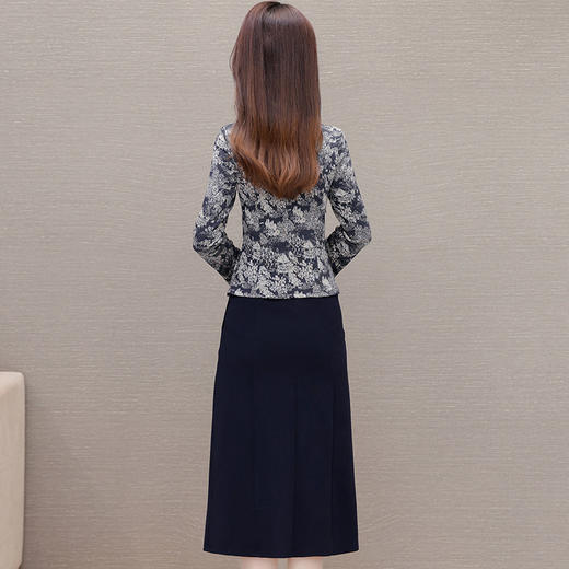 修身气质假两件，中长款印花拼接连衣裙QYM-CR-FY4605-L 商品图2