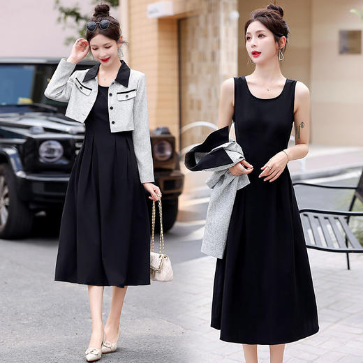 2024春季新款高级感气质轻熟风小香风外套配连衣裙两件套HR-LMJY6660 商品图1