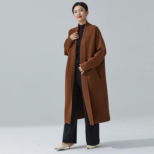 东黎 • 小山羊绒女士秋冬连帽系带中长款开衫 3370 商品图1