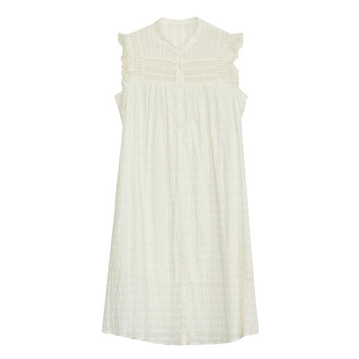 谜底提花无袖连衣裙2024年夏新品优雅荷叶袖长裙配腰带242ML0544 商品图4