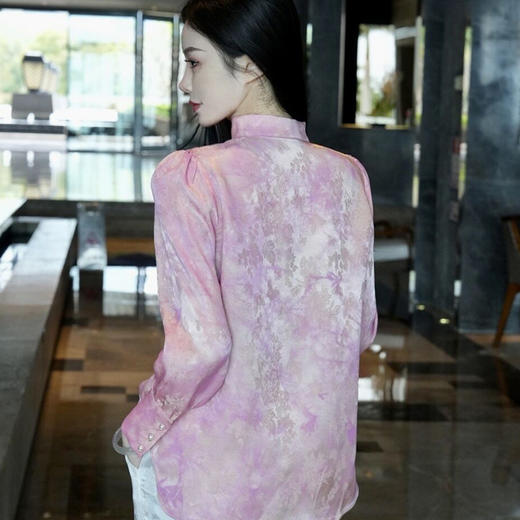 OG9730 早春新中式国风百搭日常休闲改良复古民族风衬衫小立领打底衫 商品图3