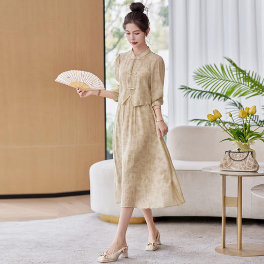 修身时尚复古，新中式连衣裙两件套HR-LYSL3325 商品图5