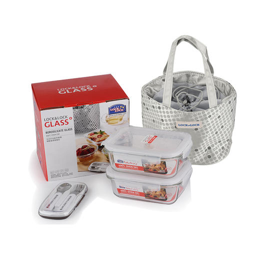 Lock&lock乐扣 耐热玻璃保鲜盒悦活提袋套装LLG 905FU 商品图2