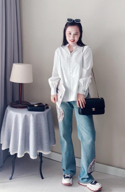 利落大方贝壳扣子小立领小中式白衬衫 商品图3