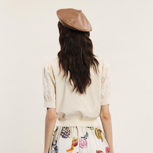 谜底套头针织衫短袖女2024年夏新品肌理感提花短款上衣242MZ0851 商品图2