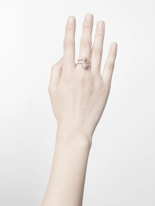 AWU｜GA2-14K - Galaxy double Ring [ 瀚 双银珠 开口戒指 ] 商品图6