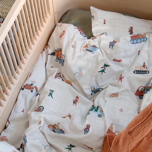 Sebra婴儿床寝具组 宝宝可爱卡通印花被套+枕套床上用品 8月+ 商品图1