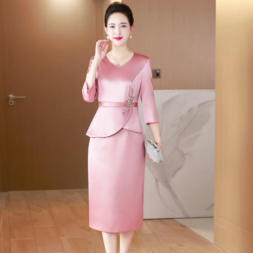遮肚显瘦假两件婚宴装，高档洋气嫁女儿宴会晚礼服LC2425 商品图0