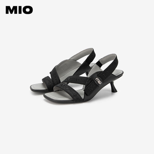 MIO米奥夏季方头高跟复古时装凉鞋异形细跟通勤高跟凉鞋女M243141507 商品图3