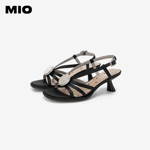 MIO米奥夏季韩版圆头时装凉鞋透气清爽异形中跟气质凉鞋女M243111303 商品图3
