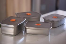 猫太推荐---出口欧美的PONEL304不锈钢密封定时保鲜盒！2大2小，可冷冻可加热！密封性超好！