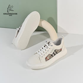 2024经典鲨春季男士新款时尚牛皮革平底潮流板鞋KG31-D14021