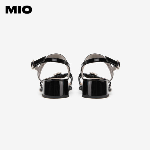 MIO米奥夏季方头中跟一字带时装凉鞋法式简约轻软舒适凉鞋M243141611 商品图4