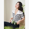 通勤气质黑白条纹撞色短袖针织衫女新款短款V领毛衣V0051037 商品缩略图6