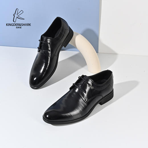 2024经典鲨春季男士新款商务正装百搭牛皮革皮鞋KW251-D14051 商品图2