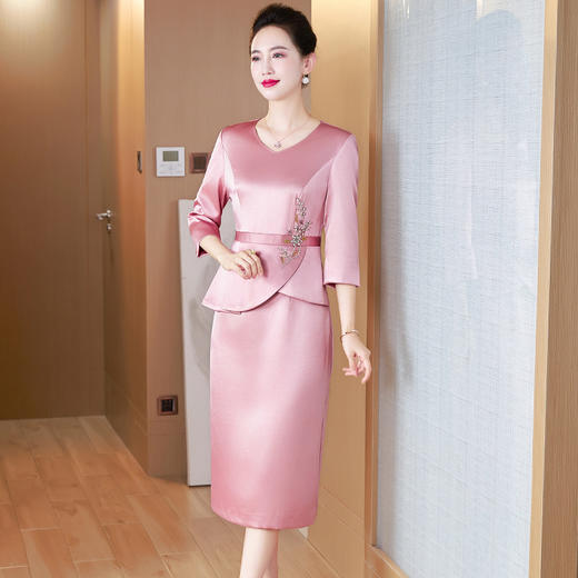 遮肚显瘦假两件婚宴装，高档洋气嫁女儿宴会晚礼服LC2425 商品图3