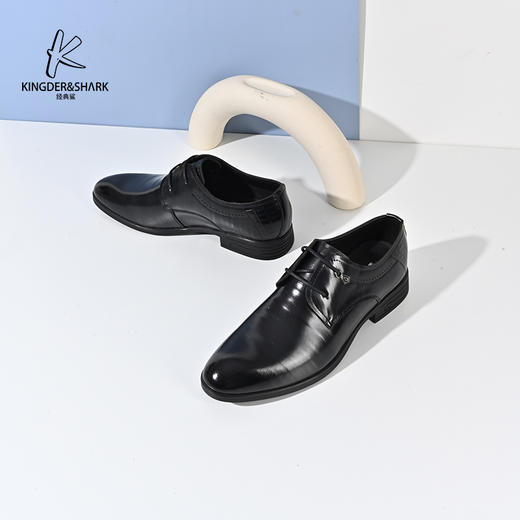 2024经典鲨春季男士新款商务正装百搭牛皮革皮鞋KW251-D14051 商品图1
