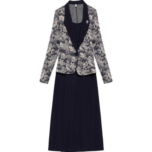 修身气质假两件，中长款印花拼接连衣裙QYM-CR-FY4605-L 商品图4