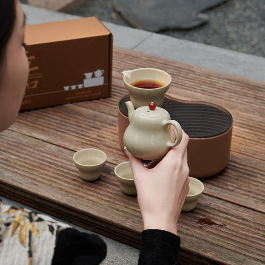 盒气有礼福如便携茶具套组一壶三杯旅行茶具中式国风陶瓷茶器 商品图2